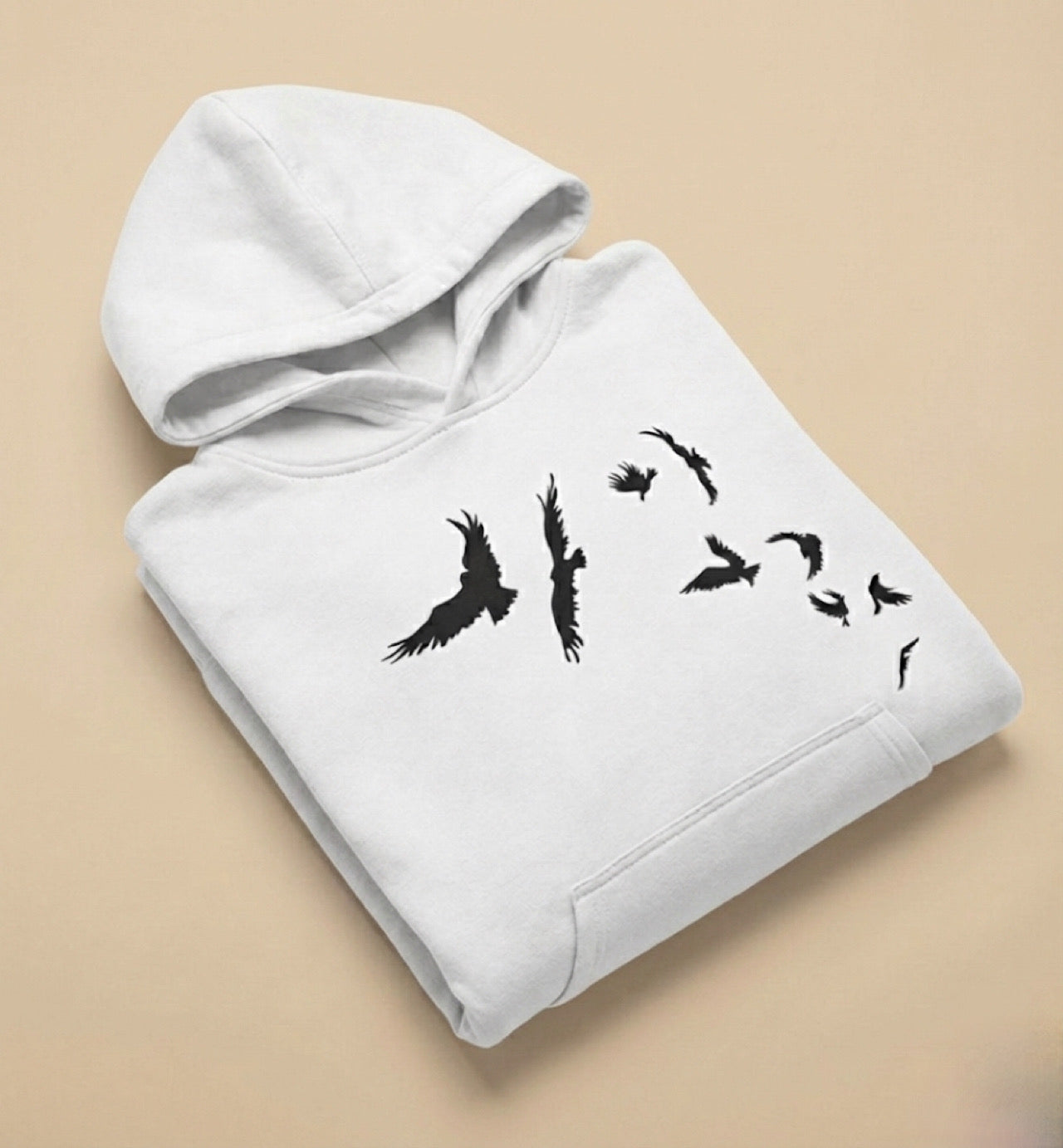 Elegant Black-on-White Bird Graphic Pullover